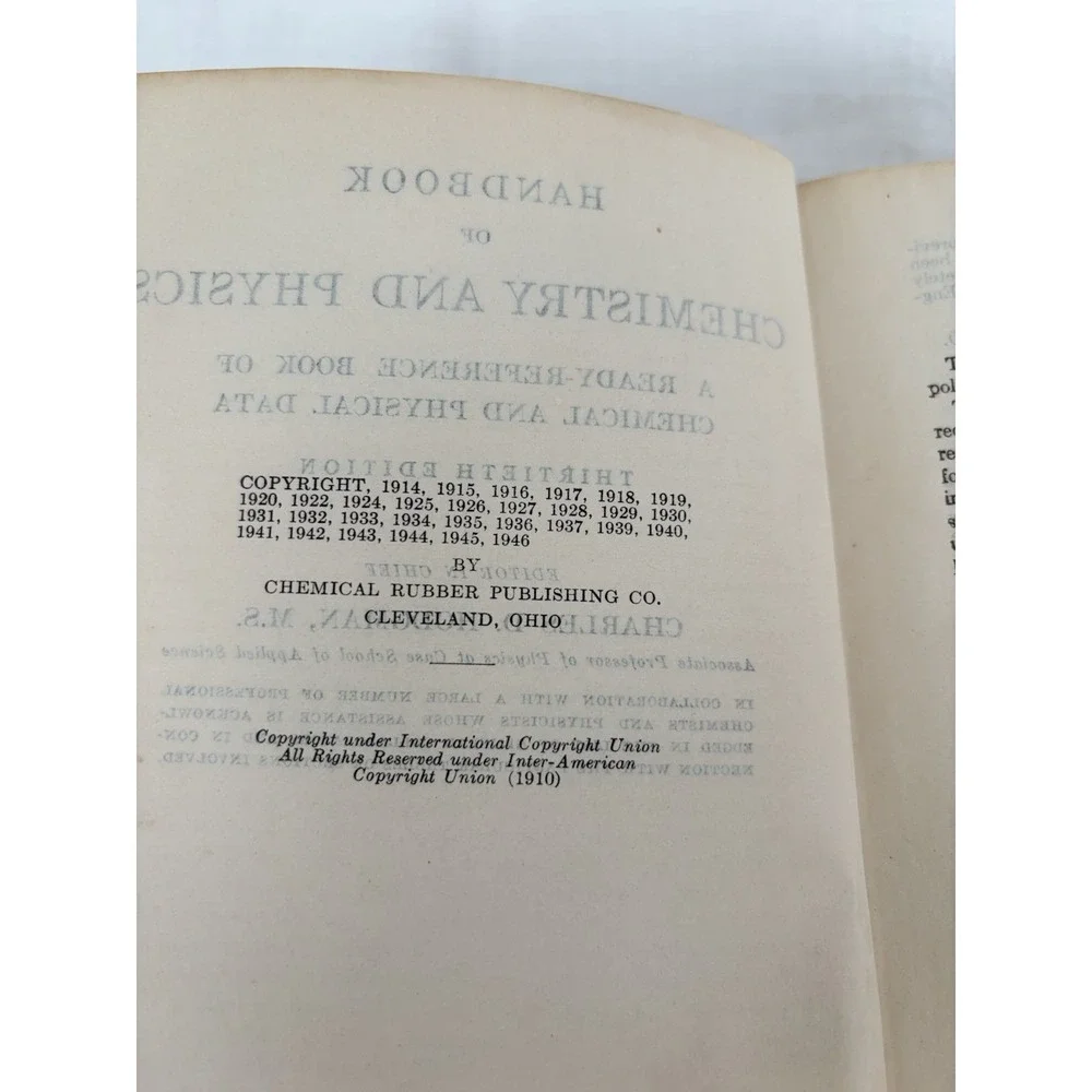 Vintage‎ Handbook of Chemistry and Physics - Thirtieth Edition -1946
